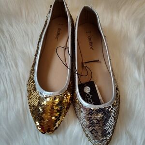 Chatties Gold and Silver Sequin Flats